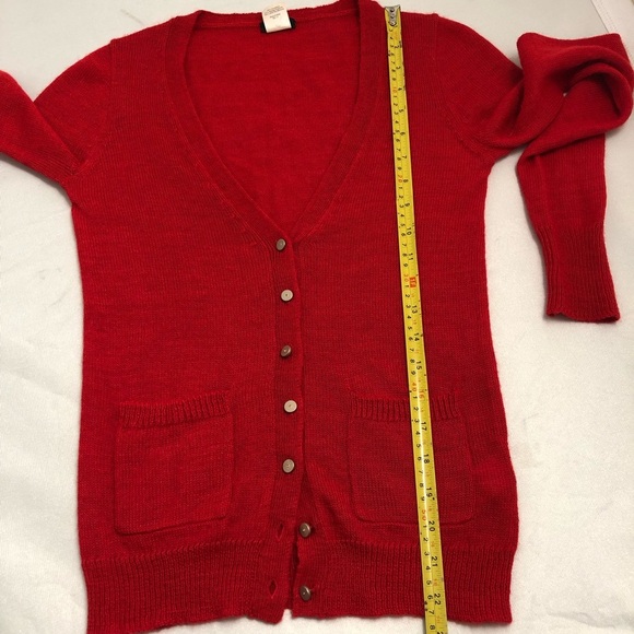J Crew red orange soft fitted sheet cardigan sweater XXS - Picture 7 of 7